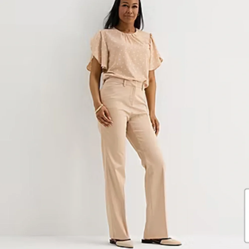 Liz Claiborne Coastal Beige Women's Flare Leg Pants - Size 16